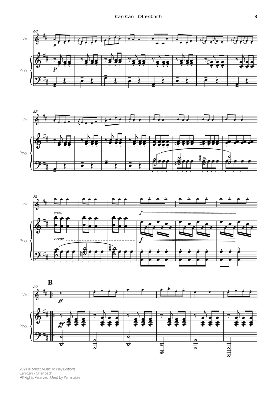 Offenbach - Can-Can - Violin and Piano (Full Score) Violin Solo scores gallery preview page 3