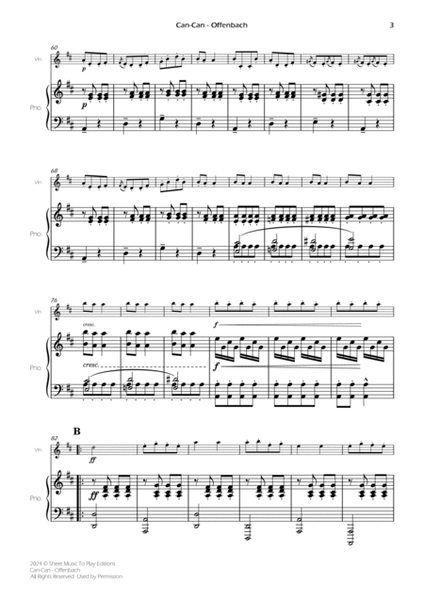 Offenbach - Can-Can - Violin and Piano (Full Score) image number null
