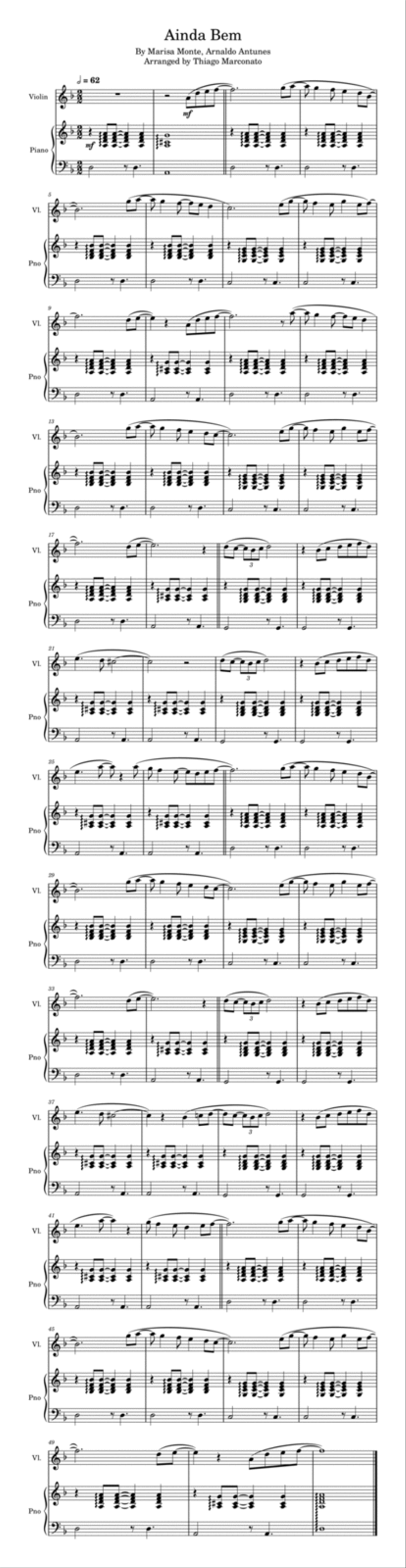 Ainda Bem Violin Solo scores gallery preview page 1