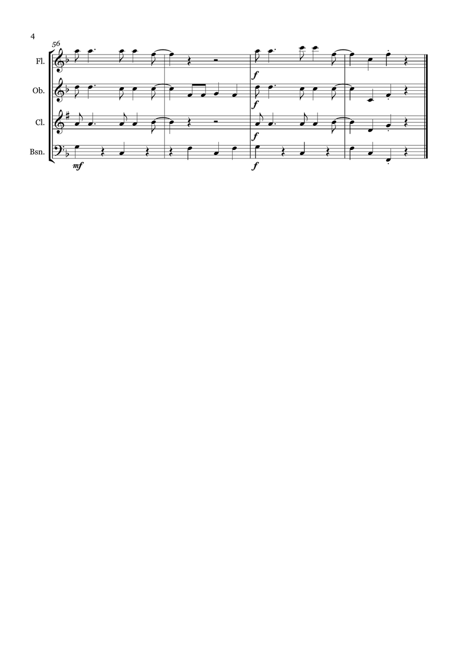 When I'm Sixty-Four Woodwind Quartet scores gallery preview page 4