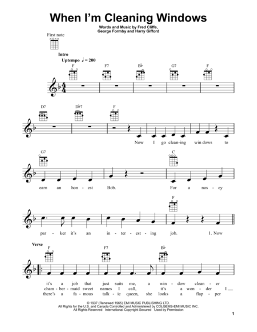 When I'm Cleaning Windows Ukulele scores gallery preview page 1