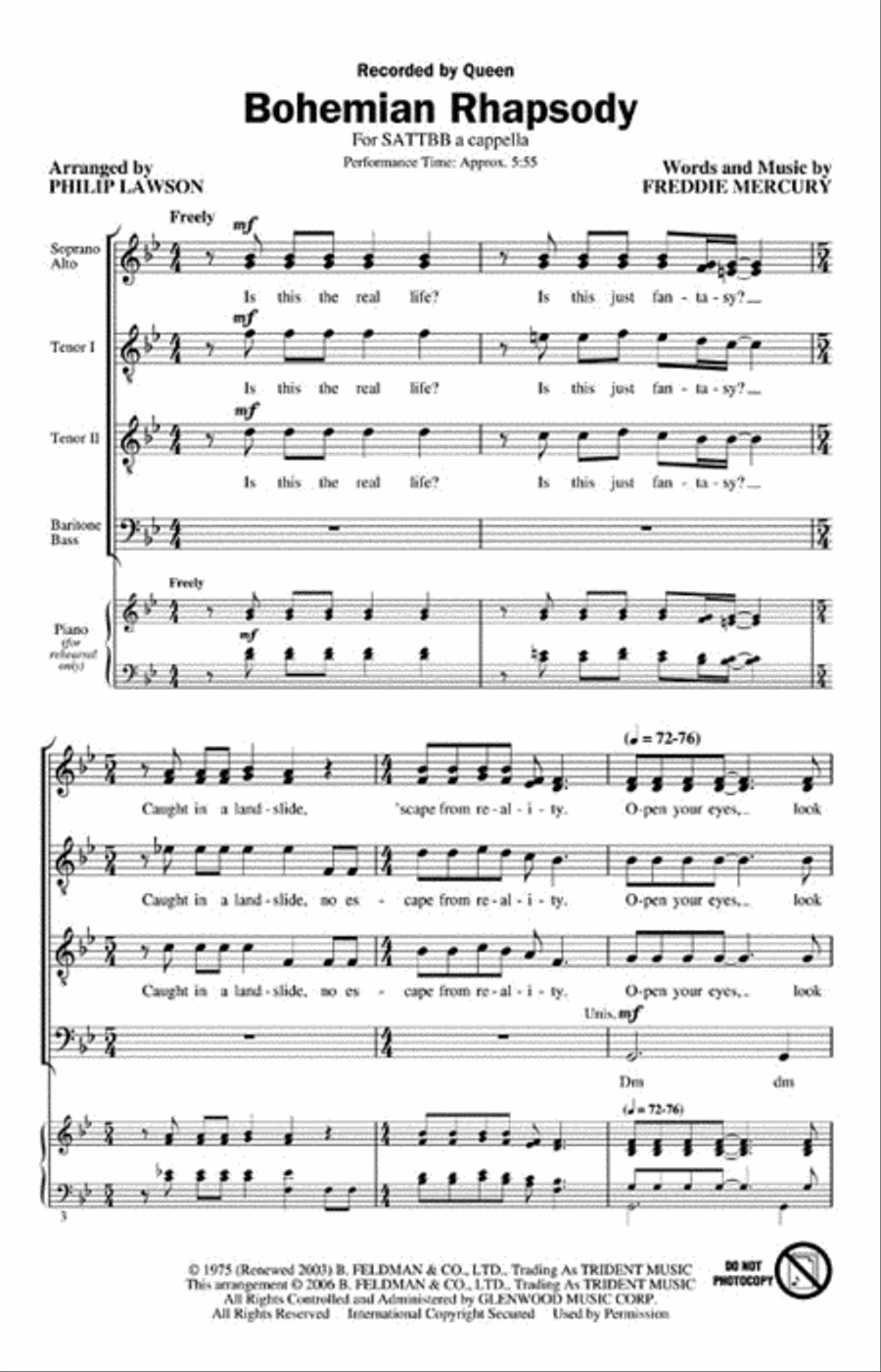 Bohemian Rhapsody A Cappella scores gallery preview page 2