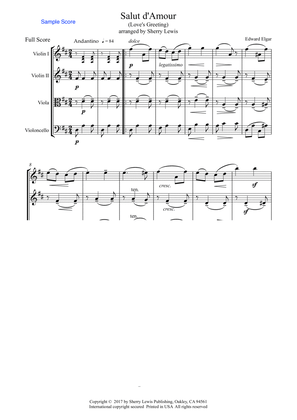 SALUT D'AMOUR String Quartet, Intermediate Level for 2 violins, viola and cello