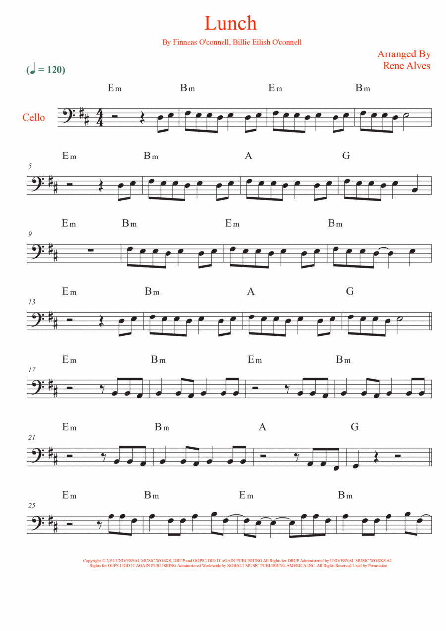 Lunch Cello Solo scores gallery preview page 1