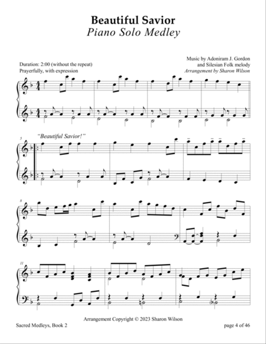 Sacred Medleys: Hymns and Spirituals, Book 2 (A Collection of 10 Medleys for Solo Piano) image number null
