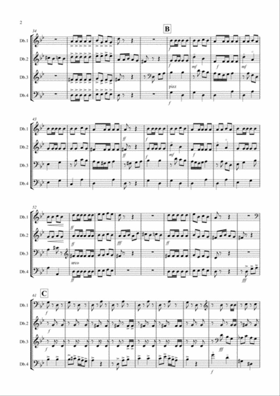 Flamenco Fantastico for Double Bass Quartet Flamenco Fantastico for Double Bass Quartet Double Bass scores gallery preview page 2