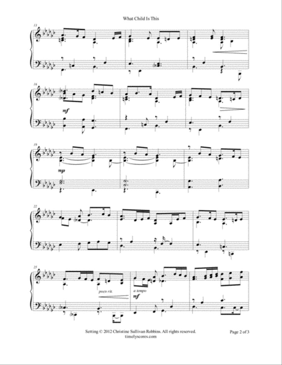 What Child Is This (Greensleeves) Piano Solo scores gallery preview page 2