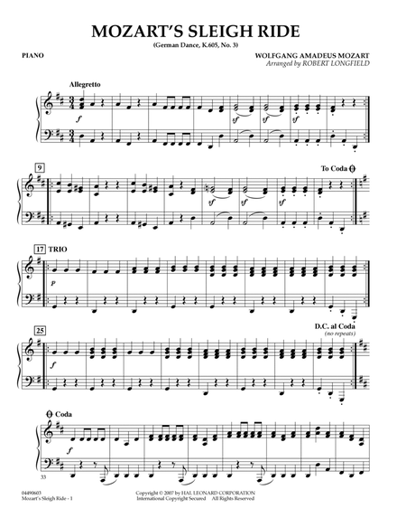 Mozart's Sleigh Ride (German Dance, K.605, No.3) - Piano