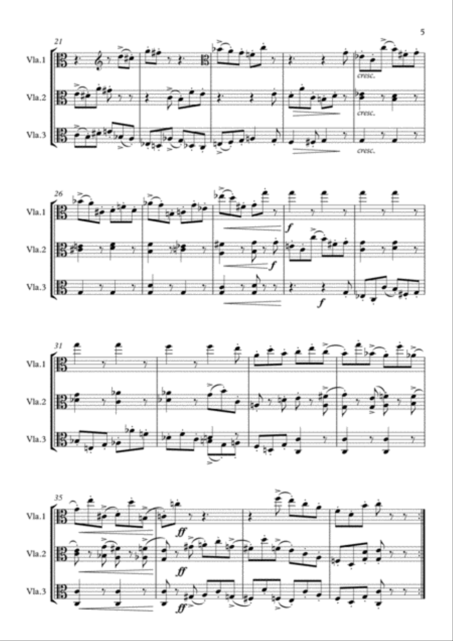 3 Pairs of Pieces for 3 Violas Viola Trio Viola Group - Mozart, Brahms, Reger Small Ensemble scores gallery preview page 5