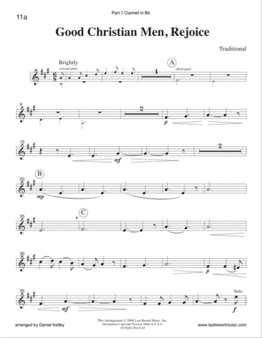 Good Christian Men, Rejoice for Woodwind Trio or Clarinet Trio Clarinet Trio scores gallery preview page 4