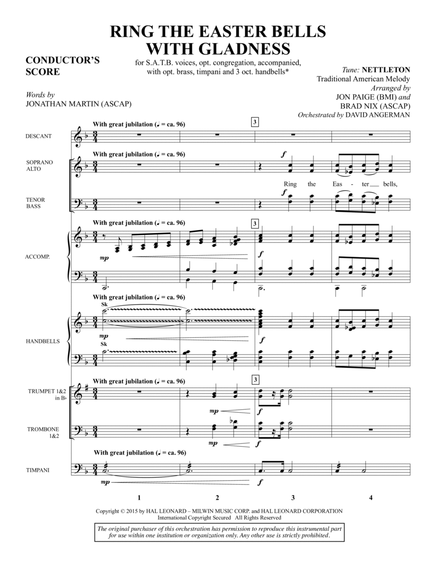 Ring the Easter Bells with Gladness - Full Score Choir scores gallery preview page 1