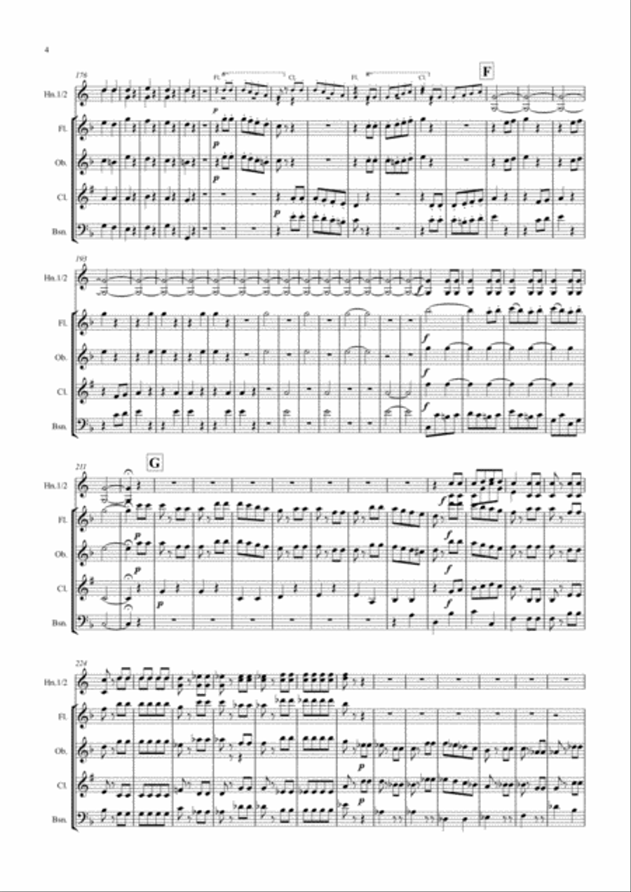 Mozart: Ein Musikalischer Spass (A Musical Joke) K522 Mvt.IV Presto - wind sextet/quintet Woodwind Quintet scores gallery preview page 4