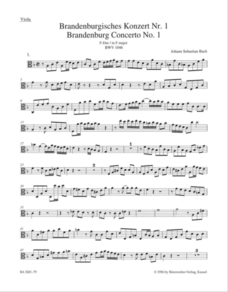 Brandenburg Concerto, No. 1 and Original Version "Sinfonia" F major, BWV 1046, BWV 1046a