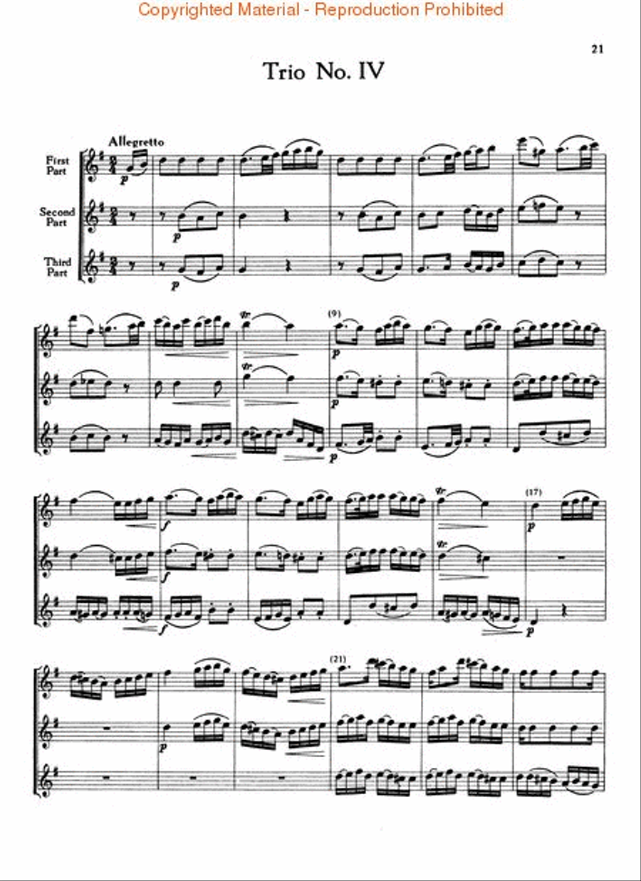 Six Trios for Three Flutes, Op. 83 Clarinet scores gallery preview page 3