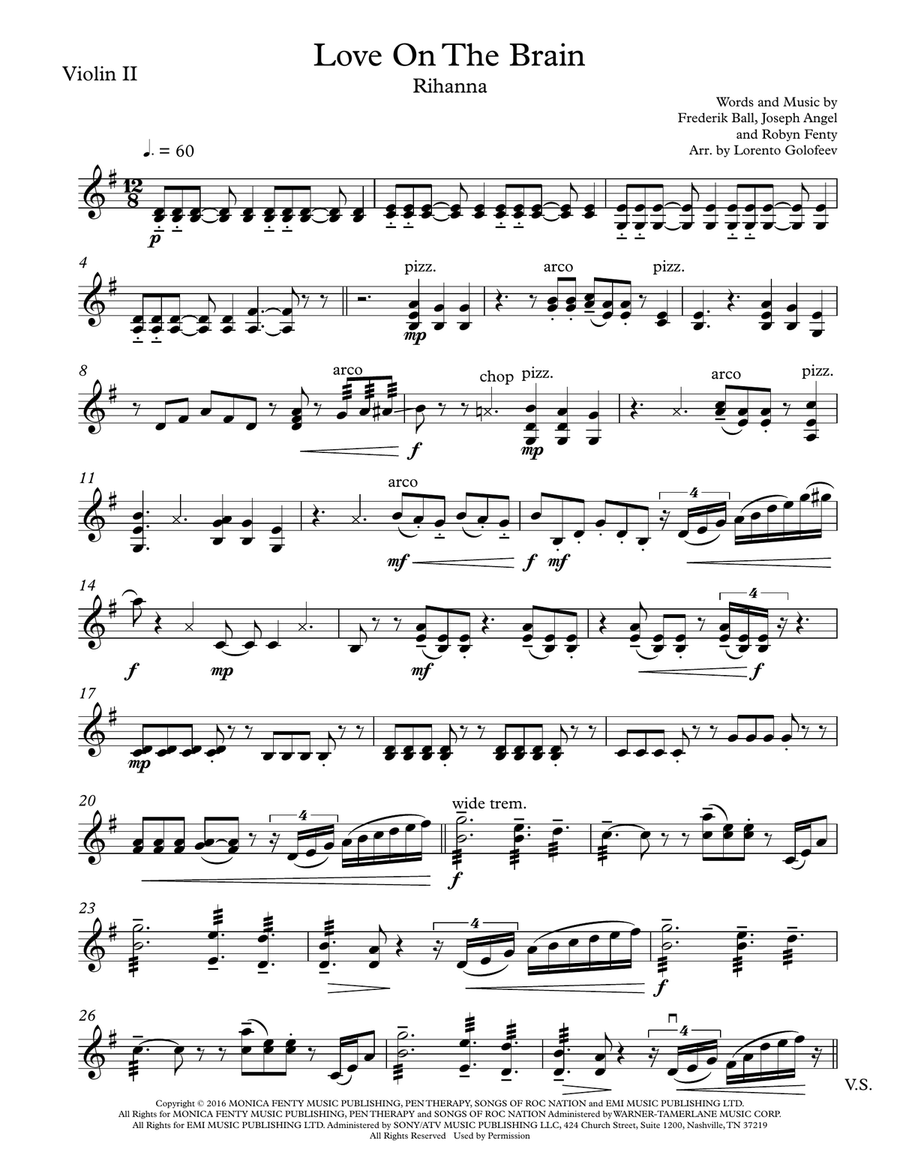 Love On The Brain String Quartet scores gallery preview page 3