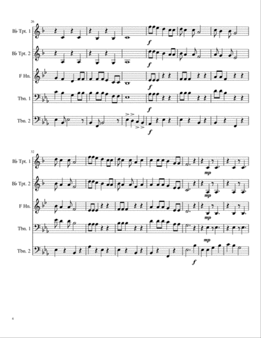 Buffalo Gals for Brass Quartet with optional horn Brass Quartet scores gallery preview page 4