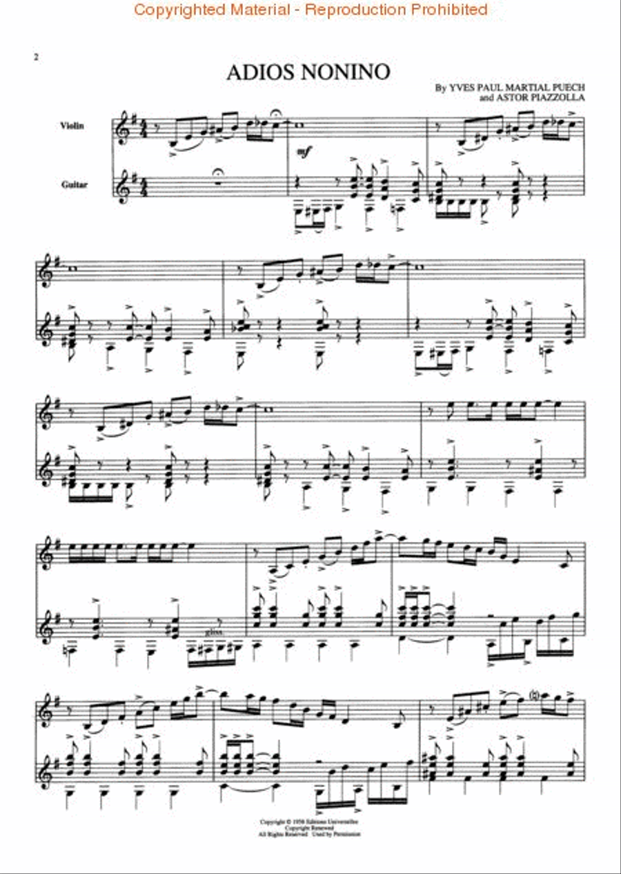 Astor Piazzolla for Violin & Guitar Violin scores gallery preview page 2