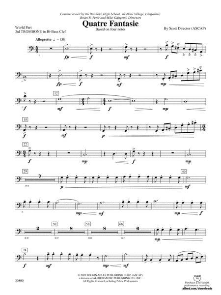 Quatre Fantasie: (wp) 3rd B-flat Trombone B.C.