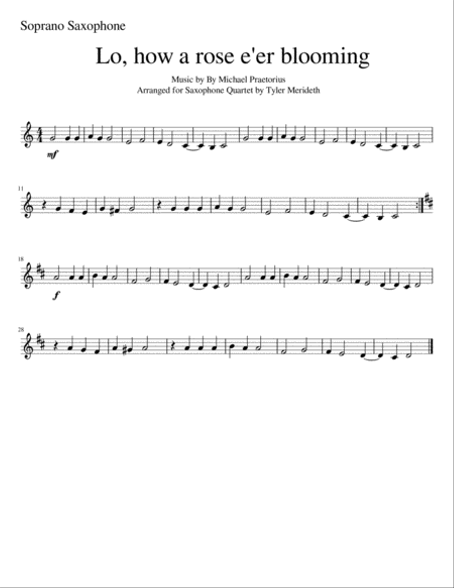 Lo, How A Rose E'er Blooming for Saxophone Quartet Saxophone Quartet scores gallery preview page 4