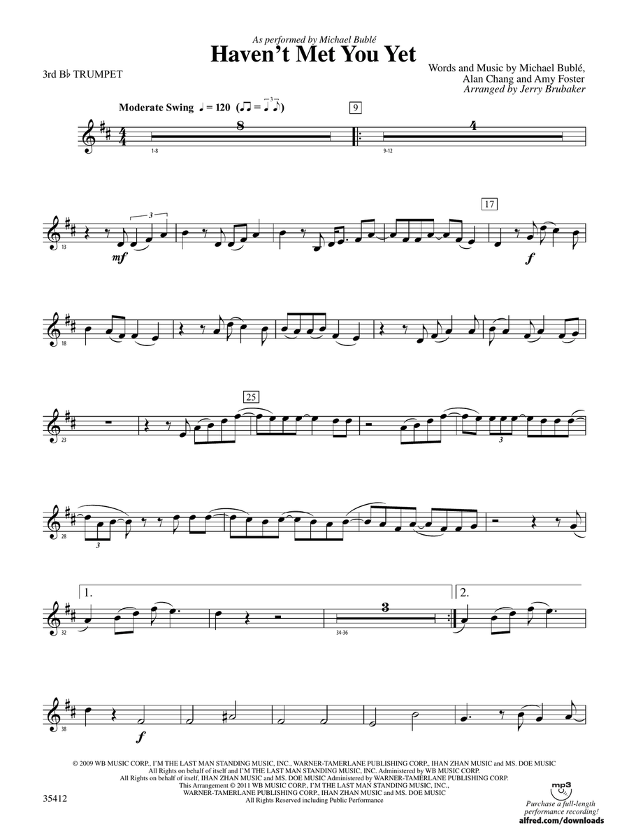 Haven't Met You Yet: 3rd B-flat Trumpet