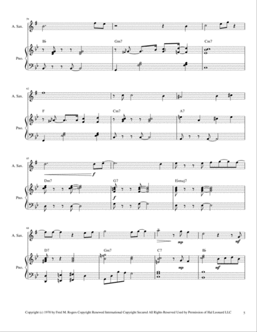 It's You I Like from MISTER ROGERS' NEIGHBORHOOD Small Ensemble scores gallery preview page 6