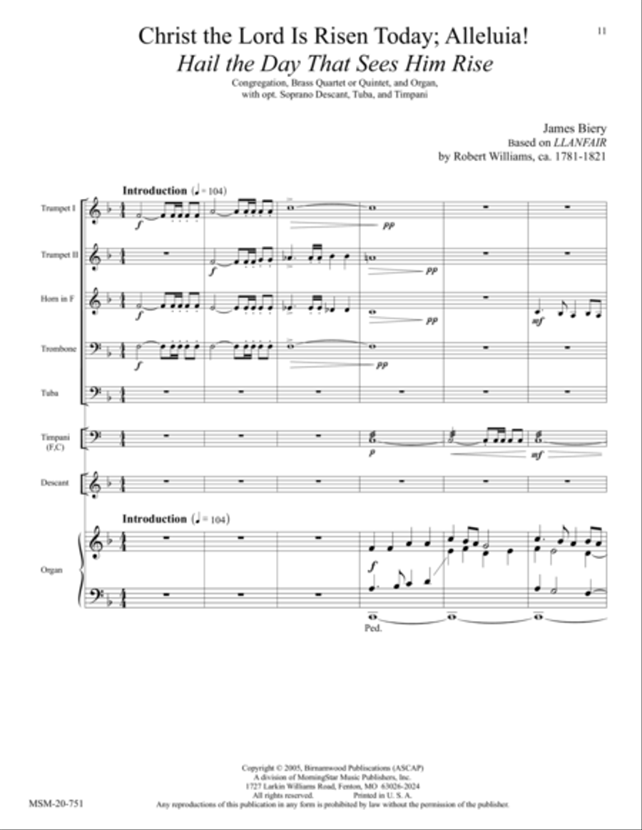 Hail the Day That Sees Him Rise (Llanfair) Choir scores gallery preview page 1