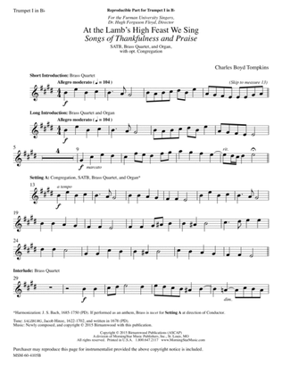 At the Lamb's High Feast We Sing/Songs of Thankfulness and Praise (Brass Parts)
