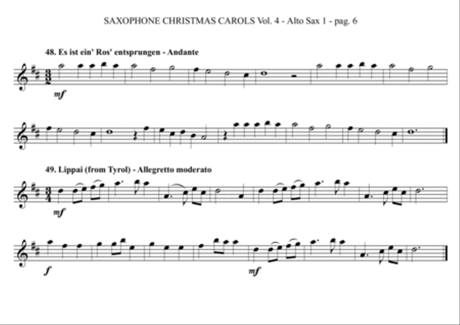 SAXOPHONE CHRISTMAS CAROLS vol. 4 - 12 world famous German Carols for Sax Quartet (SATB or AATB) Saxophone Quartet scores gallery preview page 6