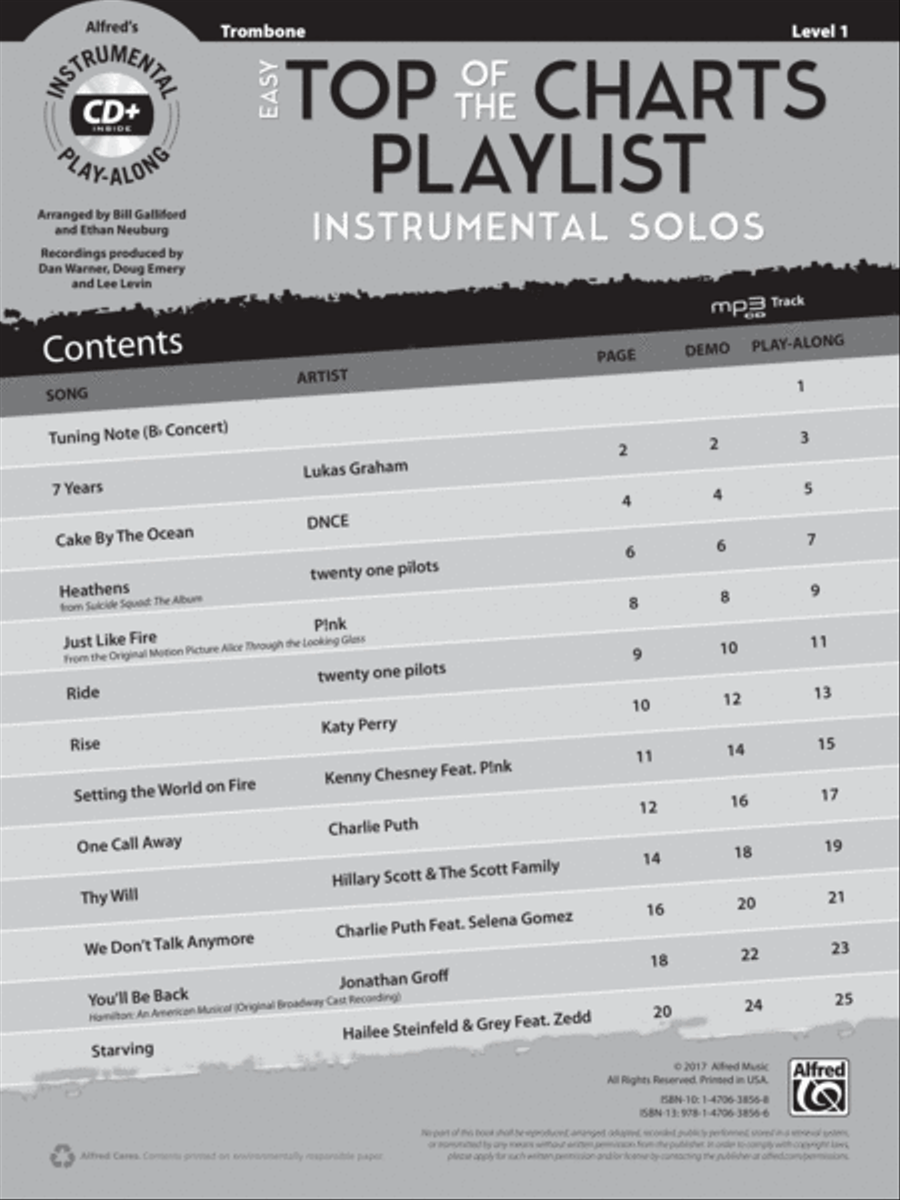 Easy Top of the Charts Playlist Instrumental Solos Trombone scores gallery preview page 2