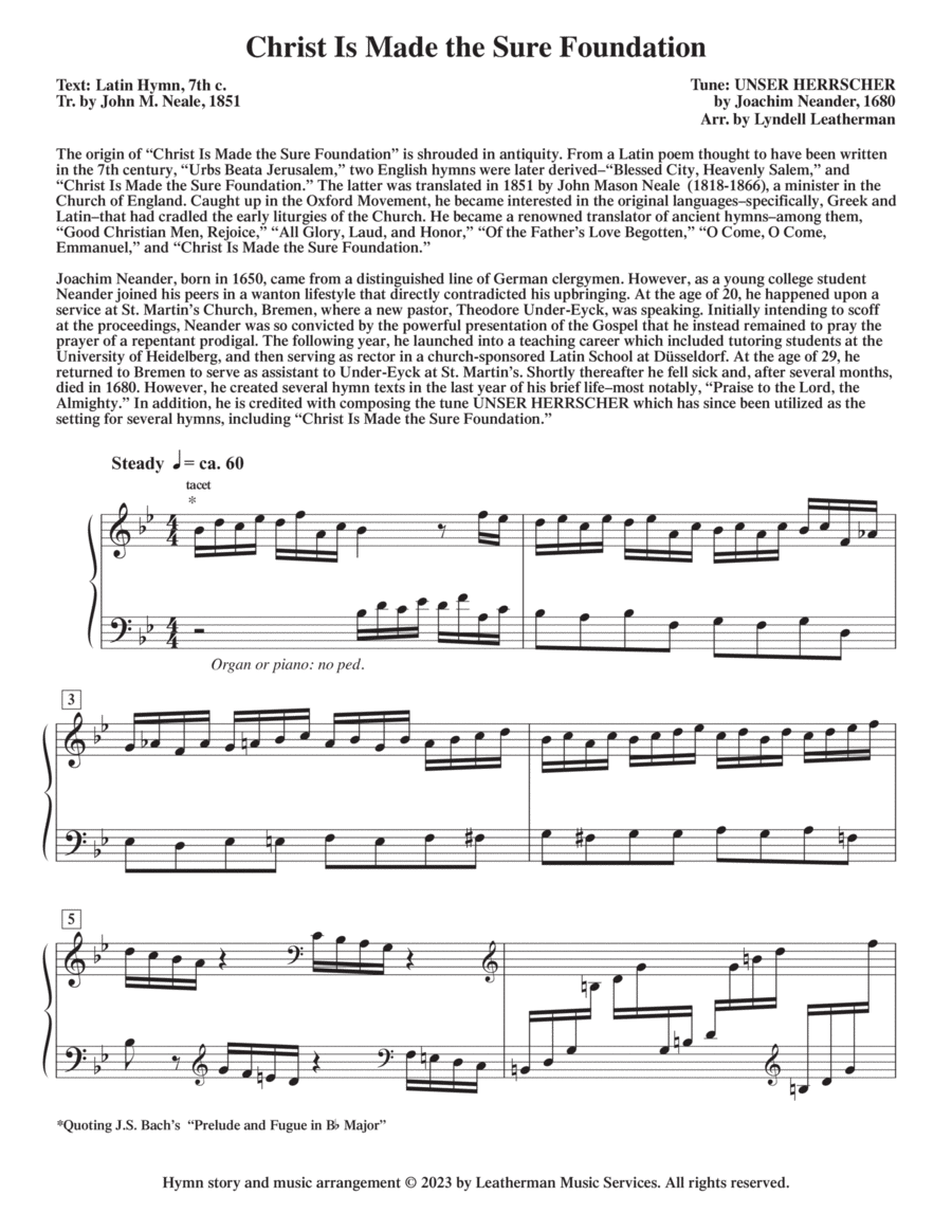 Christ Is Made the Sure Foundation Piano, Vocal, Guitar scores gallery preview page 1