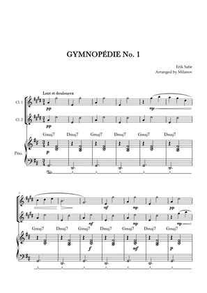 Gymnopédie no 1 | Clarinet in Bb Duet | Original Key | Chords | Piano accompaniment |Easy intermedia