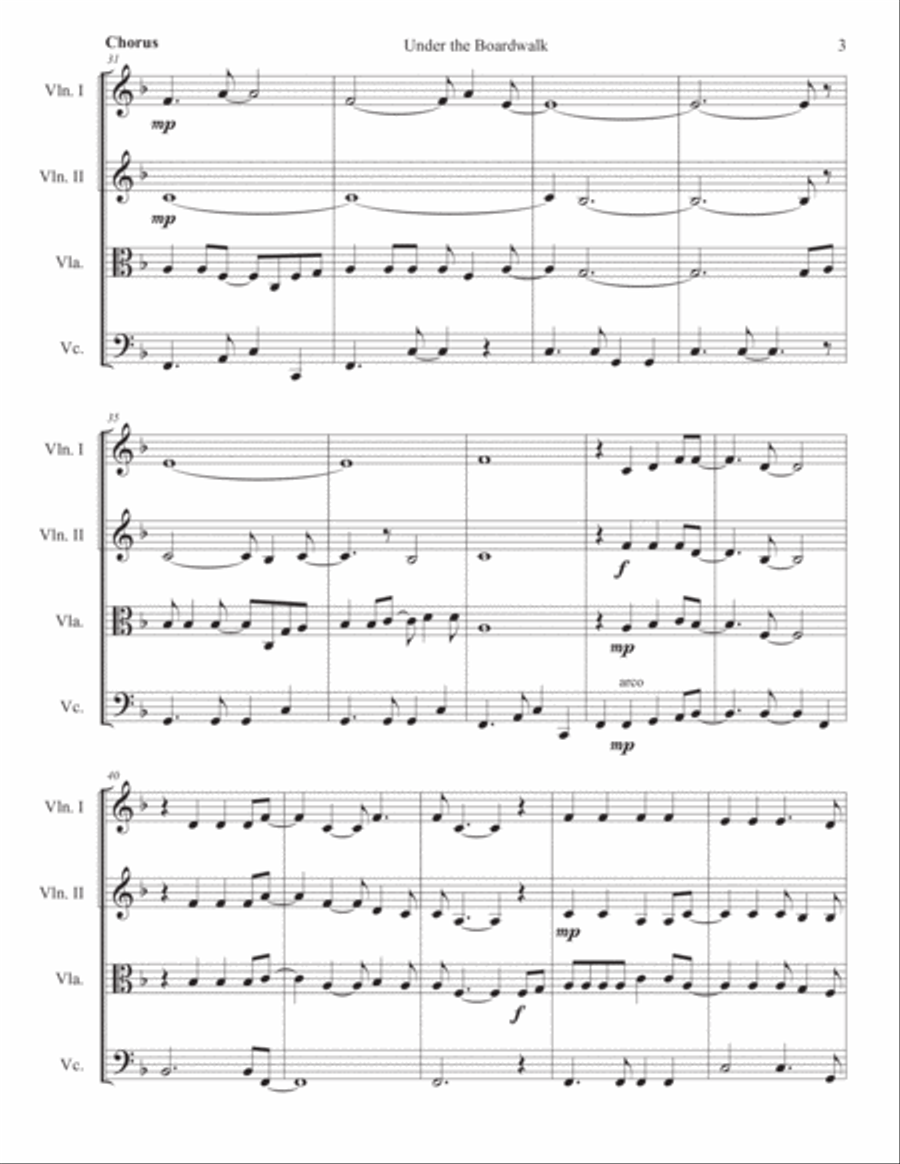 Under The Boardwalk String Quartet scores gallery preview page 3
