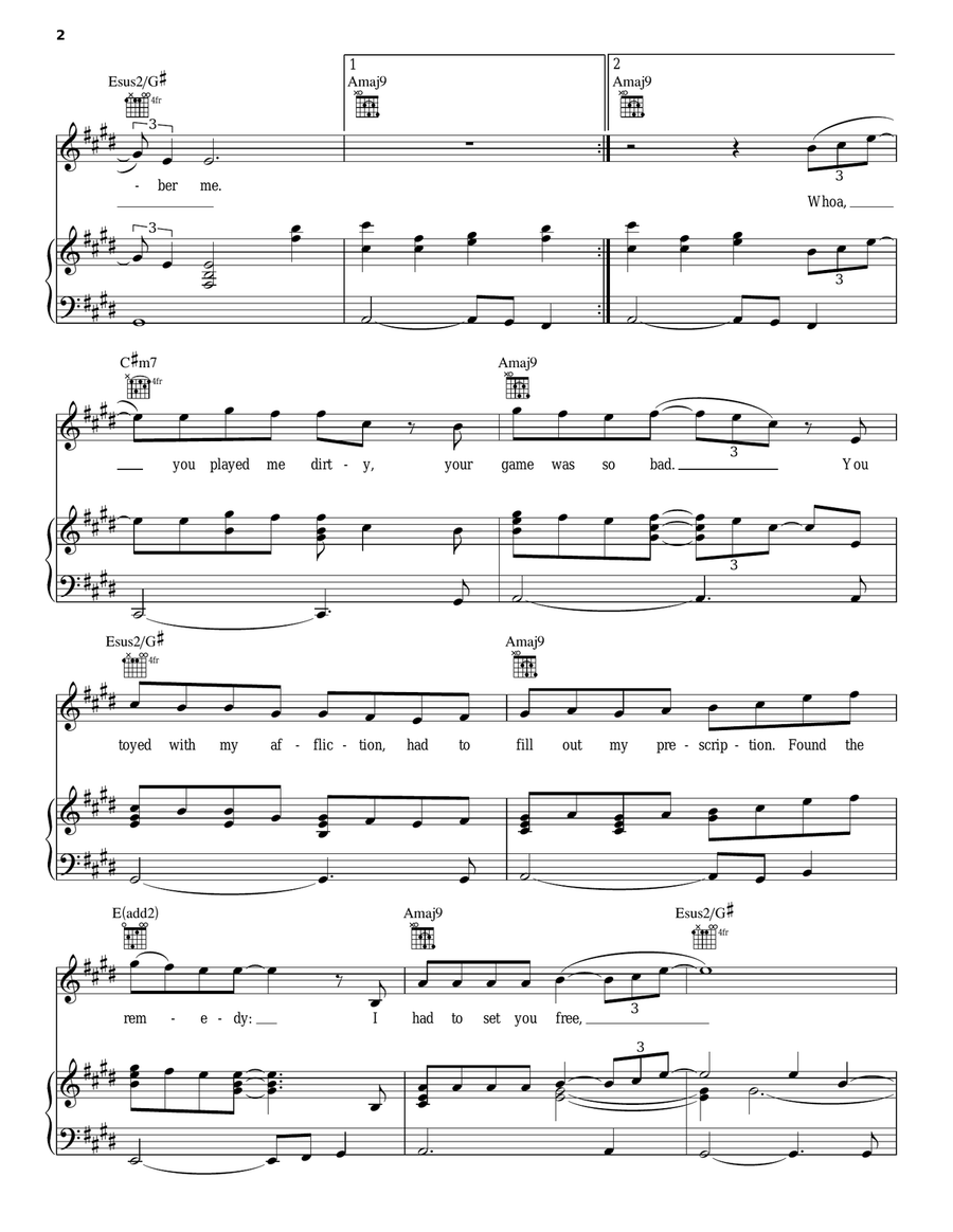 Pretty Wings Piano, Vocal, Guitar scores gallery preview page 2