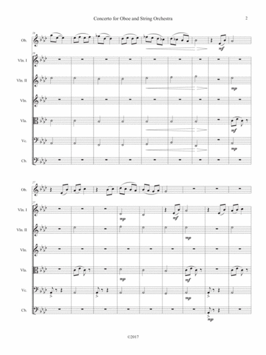 Far and Away: Concerto for Oboe and String Orchestra in A flat Major (9x12) image number null