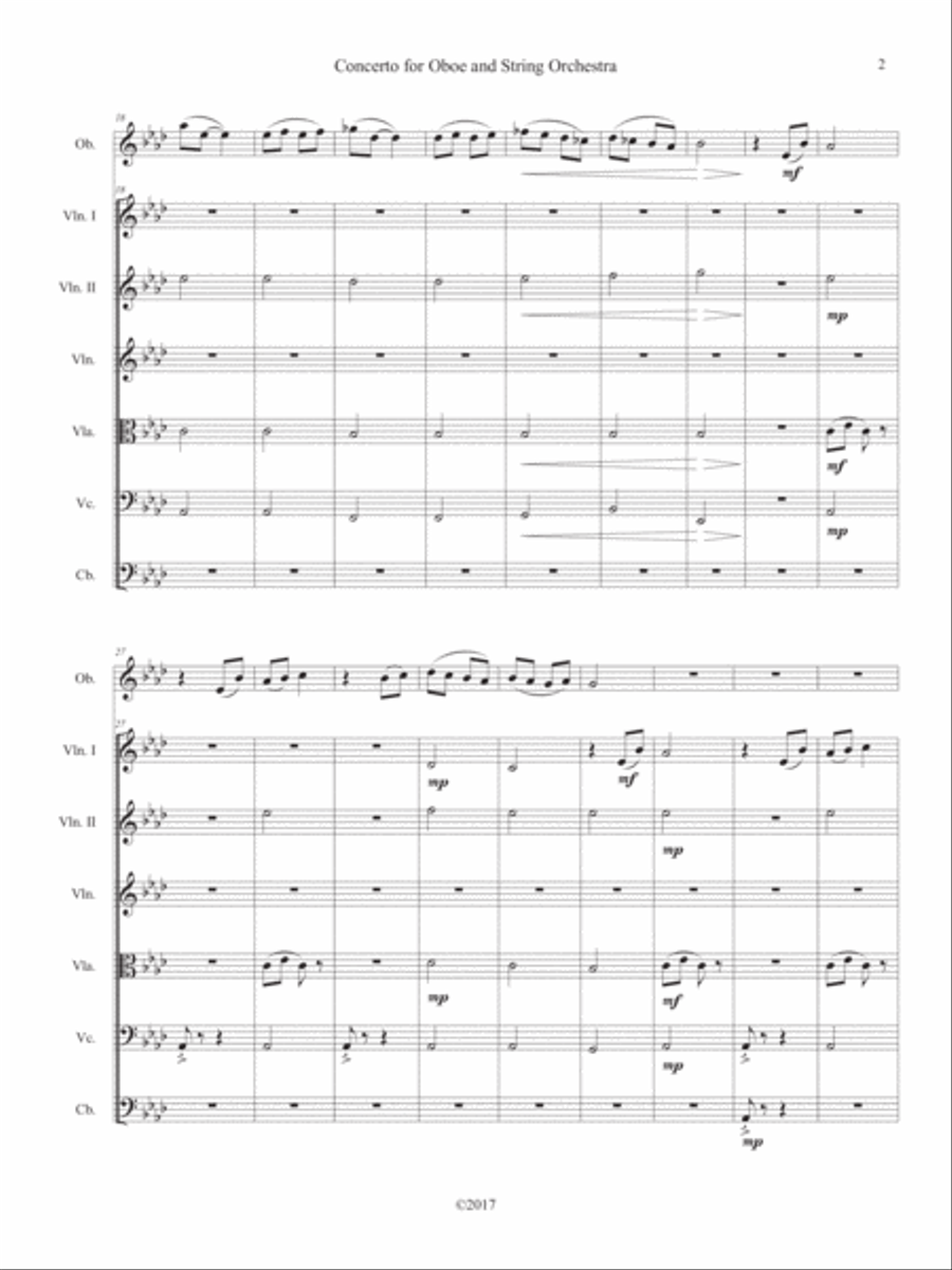 Far and Away: Concerto for Oboe and String Orchestra in A flat Major (9x12) Chamber Orchestra scores gallery preview page 5