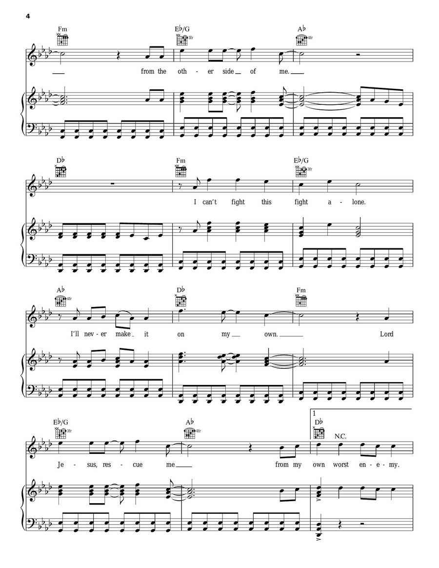 My Own Worst Enemy Piano, Vocal, Guitar scores gallery preview page 4
