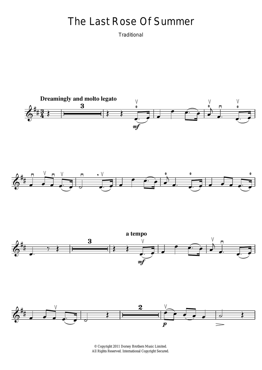The Last Rose Of Summer Violin Solo scores gallery preview page 1
