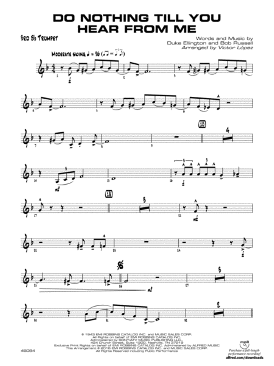 Do Nothing Till You Hear from Me: 3rd B-flat Trumpet Jazz Ensemble scores gallery preview page 1