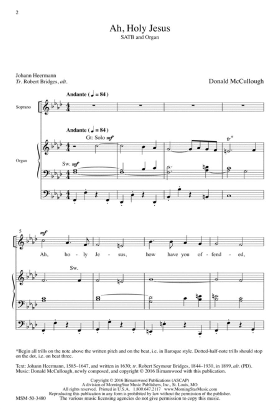 Ah, Holy Jesus 4-Part scores gallery preview page 2