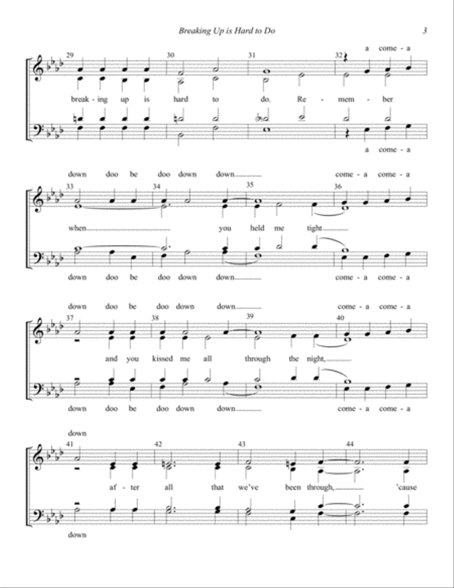 Breaking Up Is Hard To Do (arr. Tom Campbell) 4-Part scores gallery preview page 3