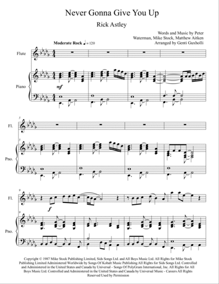 Never Gonna Give You Up Flute Solo scores gallery preview page 2