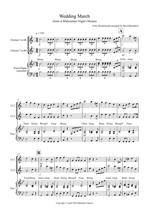 Book cover for Wedding March (from A Midsummer Night's Dream) for Clarinet Duet
