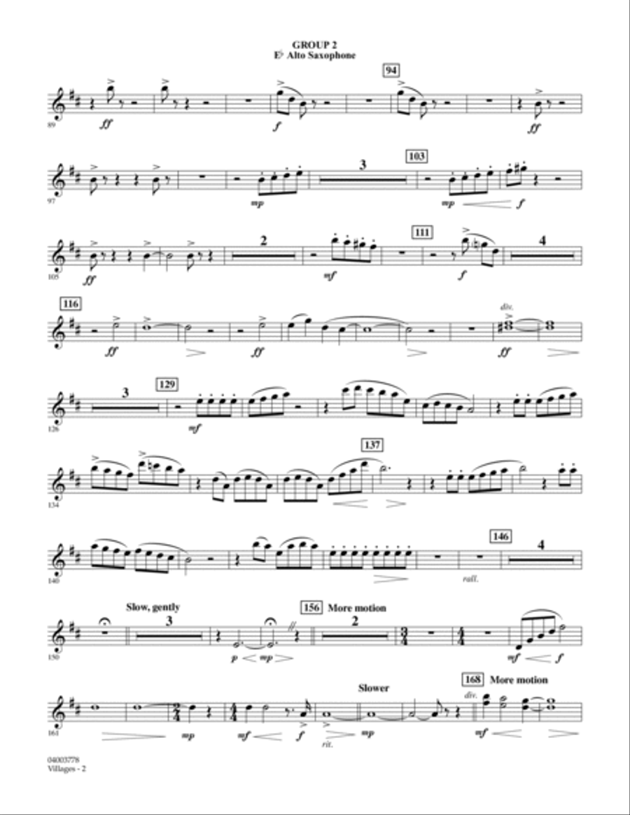 Villages - Eb Alto Saxophone (Group 2) Concert Band scores gallery preview page 2