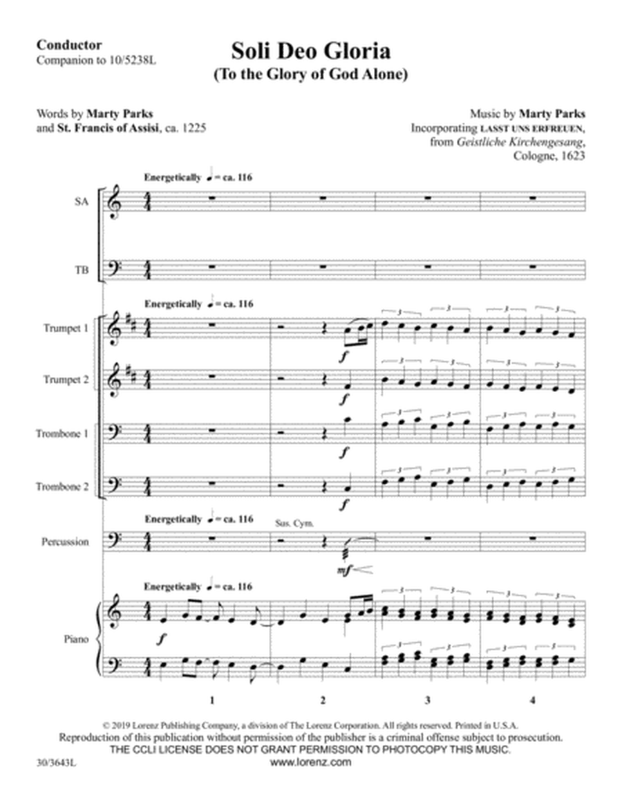 Soli Deo Gloria - Brass and Percussion Score and Parts