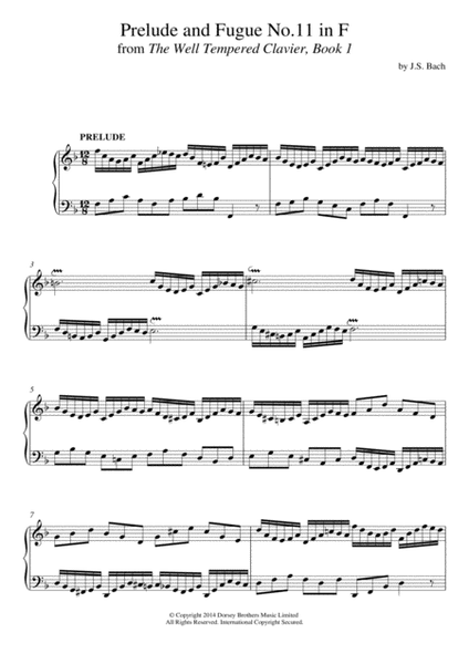 Prelude and Fugue No. 11 In F Major (BWV 856 From 'The Well-Tempered Clavier, Book 1')