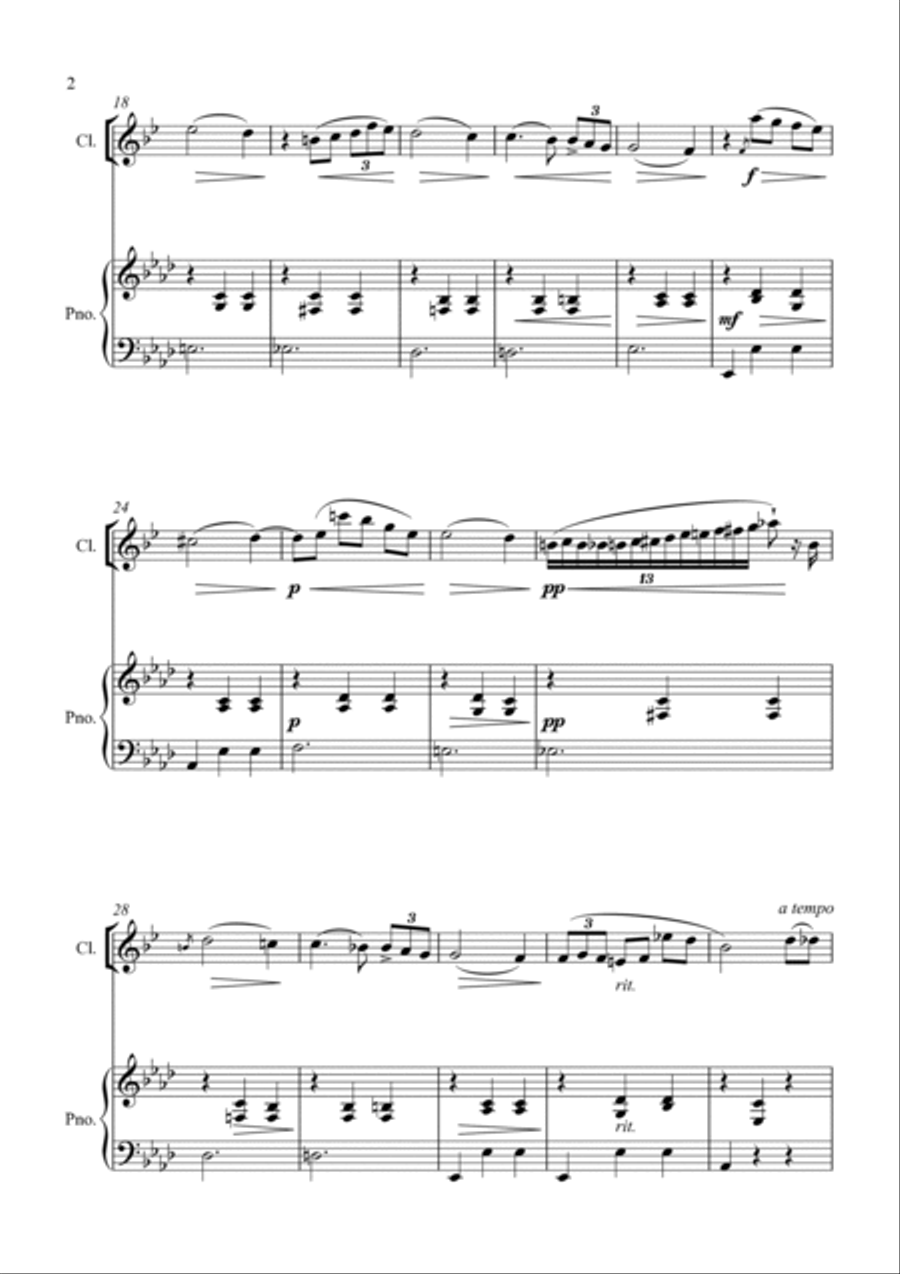 Chopin Waltz Op.69 No.1 (For Clarinet in Bb and Piano) B-Flat Clarinet scores gallery preview page 2