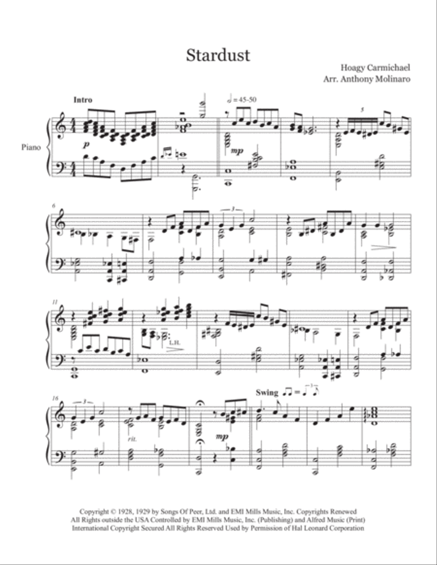 Stardust Stardust Piano Solo scores gallery preview page 2