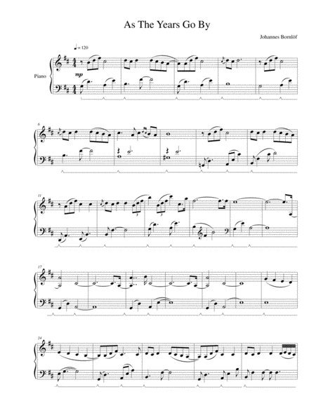 As the Years Go By Piano Solo - Digital Sheet Music
