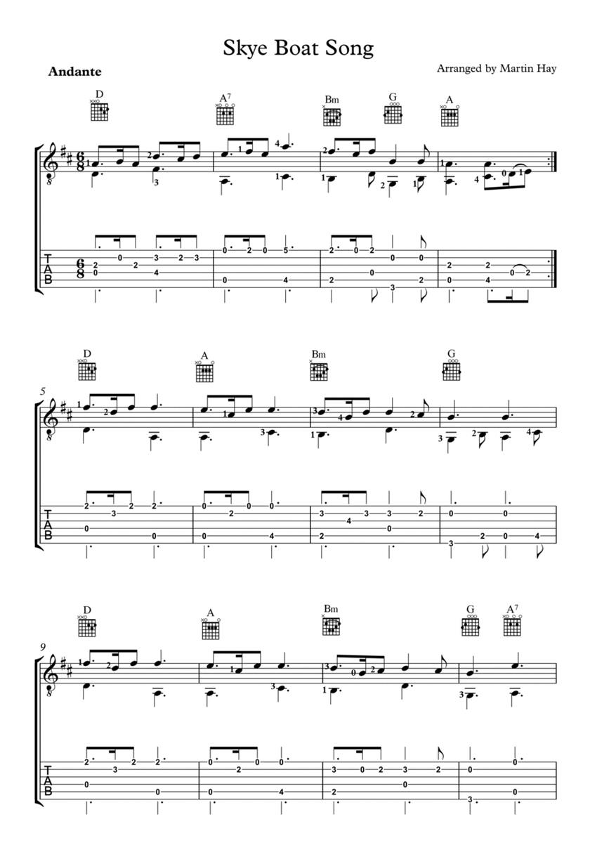 Skye Boat Song - For Guitar TAB image number null