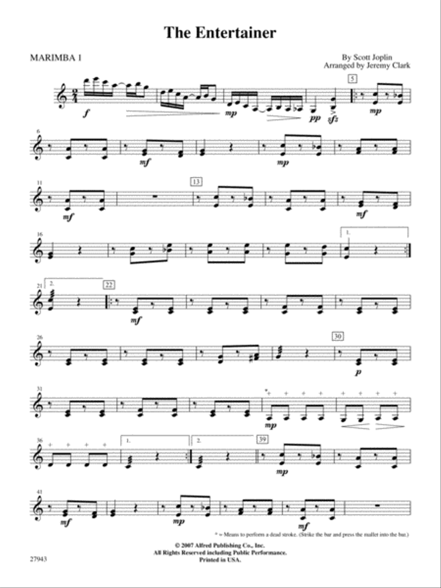 The Entertainer: Mallets The Entertainer: Mallets Percussion Ensemble scores gallery preview page 1